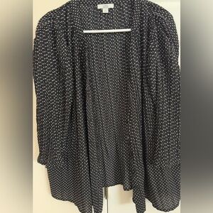 croft & barrow Black and White Polka Dot Open-Front Cardigan